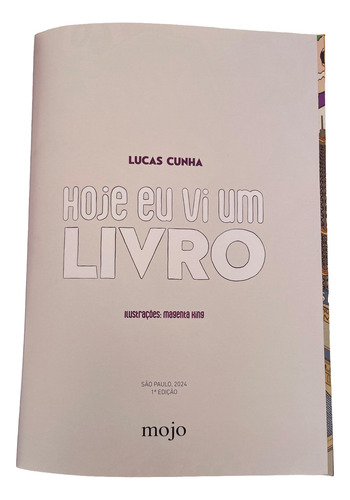 Livro Lucas Cunha - Hoje Eu Vi Um Livro Capa Dura (Usado)
