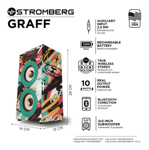 Imagen 5 de 8 de Parlante Stromberg Bluetooth Graff Portatil Special Edition