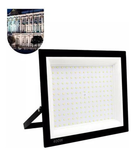 Refletor Led Holofote 400w Ip66 Bivolt Forte Luz Branco Frio Carcaça Preto Luz Branco-frio 110 220vac