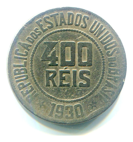 Moeda Do Brasil 400 Réis 1930  Cuproníquel  V118  Mbc  L.806