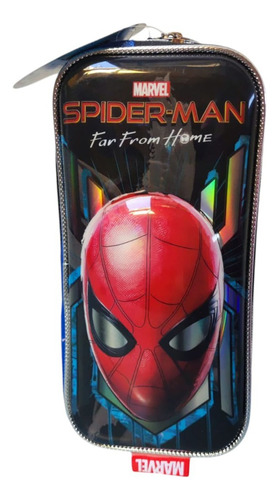 Lapicera Escolar Spiderman Doble Cierre Ruz Rojo 3d