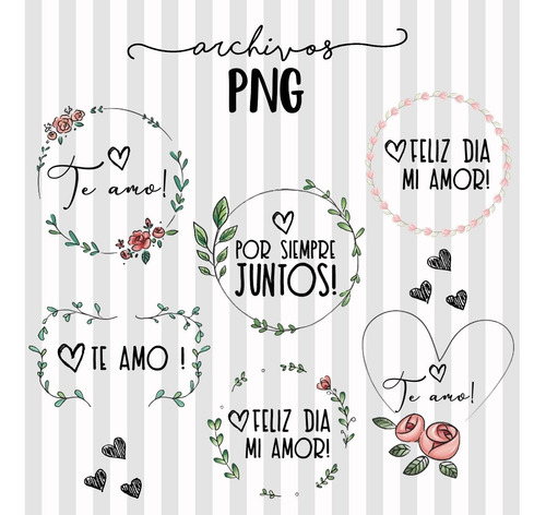 Kit Imprimible Png Frases San Valentín Día De Los Enamorados