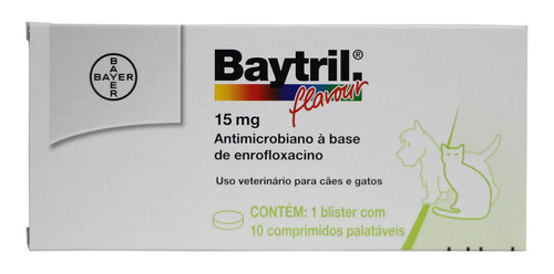 Baytril Flavour 15mg C/10 Comprimidos Palatáveis