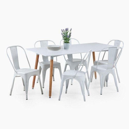 Comedor Tisiano 1.6x0.9 Blanco C6 Silla Tolix Blan