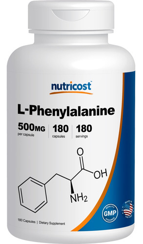 L-fenilalanina 500 Mg 180 Cápsulas Nutricost