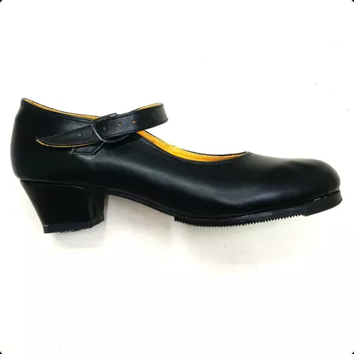 Folklorico Zapatos de Baile Para Mujer Tacones Negros Negros Baile