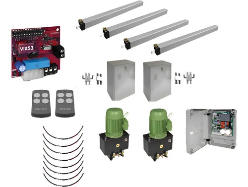 Kit 4 Pistones Pivus Hidráulicos Abatible mec800-4.0m-4p 700kg Rx+tx 2 Hojas Fadini Color Galvanizado