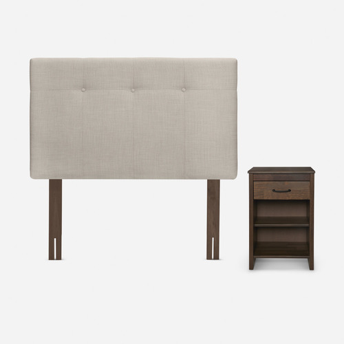 Cama Pratta 1,5 Plazas + Respaldo New Bennet+velador Maurice