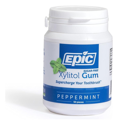Chicle De Xilitol Sin Azúcar, Menta, 50 Pzas Epic Dental