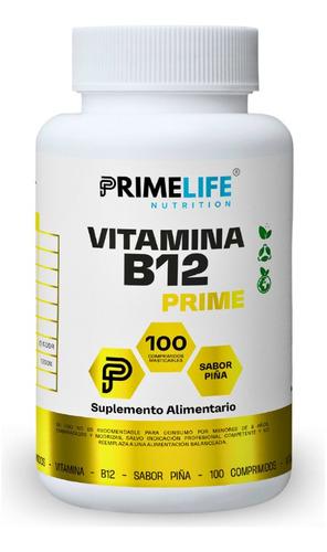 Vitamina B12 Prime Life Nutrition 100 Comprimidos
