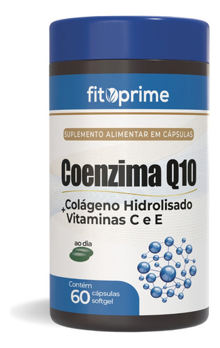 Fitoprime Coenzima Q10 com Colágeno Hidrolisado Vitaminas C E 60 Cápsulas Sabor Neutro