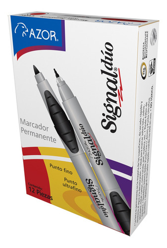 Marcador Permanente Azor Signal Duo 3300ro Rojo Caja C/12pzs