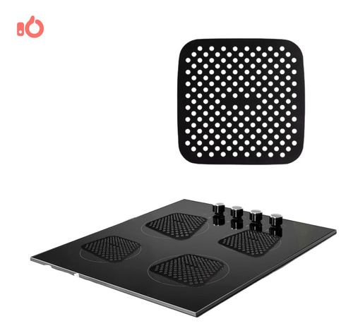 Protetor Para Cooktop De Indução Quadrado 4 Unidades 18,5cm Cor Preto