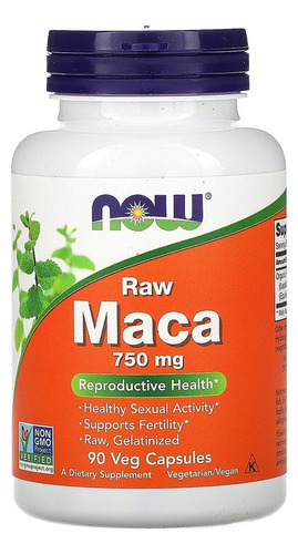 Now Foods Raw Maca Peruana 750mg 90 Veg Caps Eua/usa Sabor Sem sabor