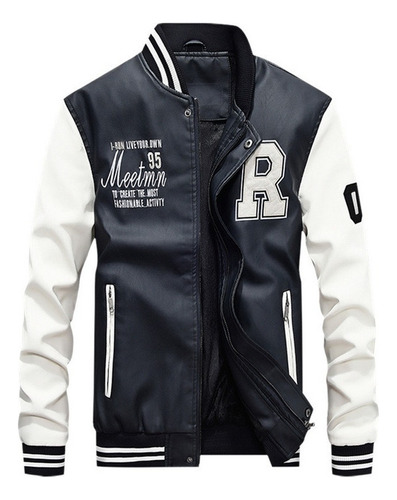 Chaqueta De Béisbol Informal Suelta De Pu Para Hombre