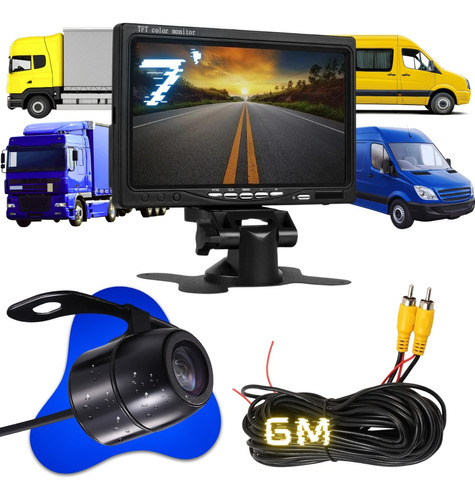 Kit Tela Monitor Display 7 Pol Lcd Tft Camera De Ré Onibus