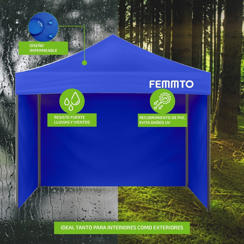 Gazebo 3x3 Autoarmable Plegable Reforzado Exterior C Paredes Color Azul