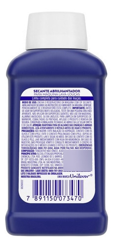 Detergente Para Louças Cif Secante Abrilhantador Louças100ml