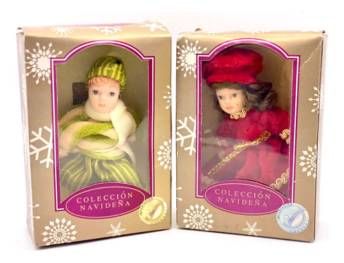 2 Muñequitas Victorianas Porcelana Vintage Colec Navideña (Usado)