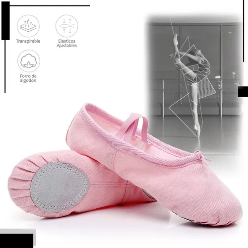 Zapatillas Media Punta Lona Ballet Niña Yoga Baile Gimnasia