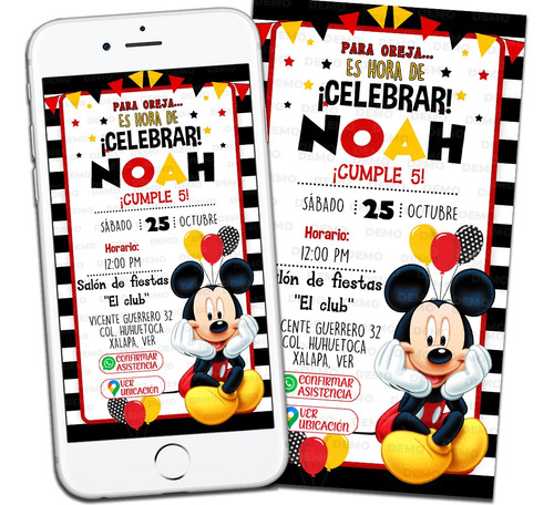 Mickey Mouse Invitación Digital Interactiva
