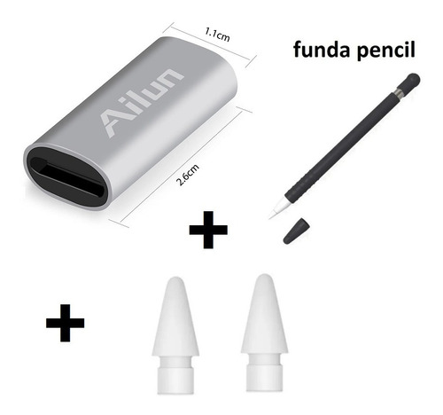 Imagen 1 de 1 de Adaptador Carga Apple Pencil 1 Funda Y Pencil Tips Puntas