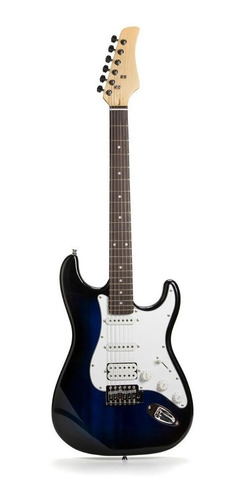 Guitarra eléctrica Femmto Stratocaster EG001 de aliso 2020 azul y negra brillante con diapasón de mdf