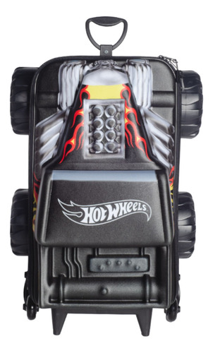 Mochila Carro Hotwheels Bone Monster Escolar 3d Impermeável Cor Preto