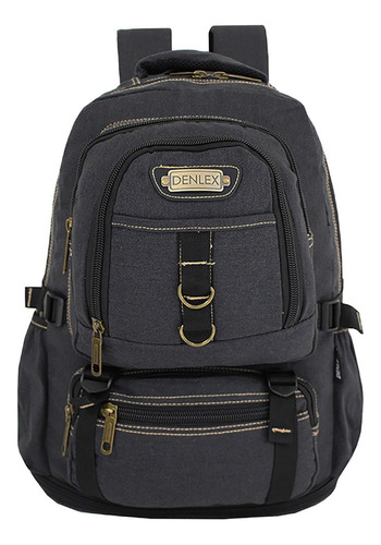 Mochila Masculina Denlex Lona Extensiva Camping Trabalho Cor Cinza-escuro Desenho do tecido Liso