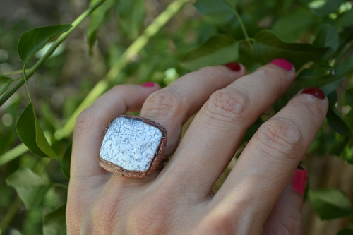 Imagen 10 de 10 de Anillo De Agata Y Cobre, Piedra Natural, Joyeria De Autor