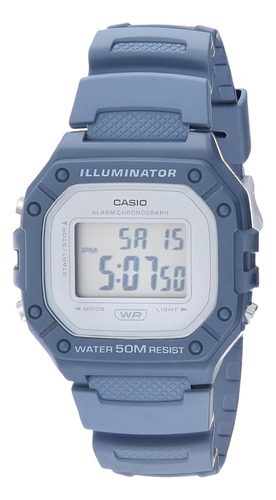 Casio Reloj Digital Iluminator Medium Blue Modelo W218hc-2av