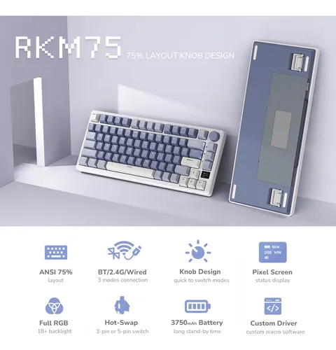 Rk Royal Kludge Teclado Mecánico M75 Con Pantalla Intelige.