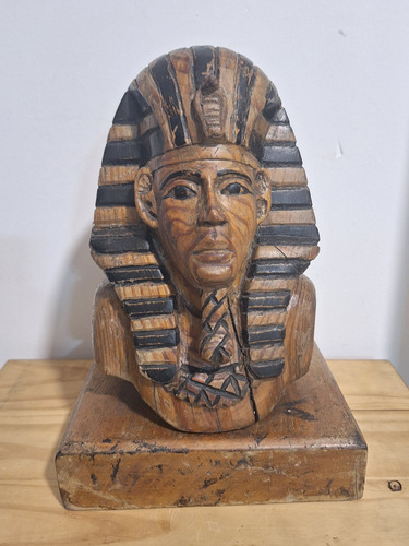 Adorno Busto En Madera Tutankamon 