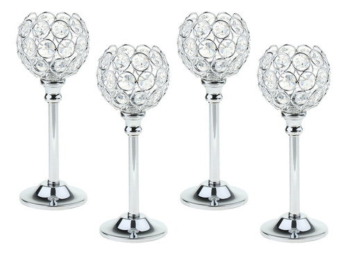 4pcs Candelabros De Cristal Mosaico Titular De Vela Lámpara