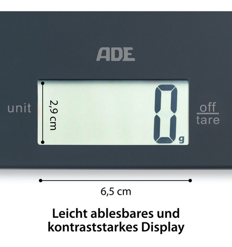 Imagen 5 de 5 de Balanza Cocina Ade Leonie Gris 5kg X 1 Gr Germany