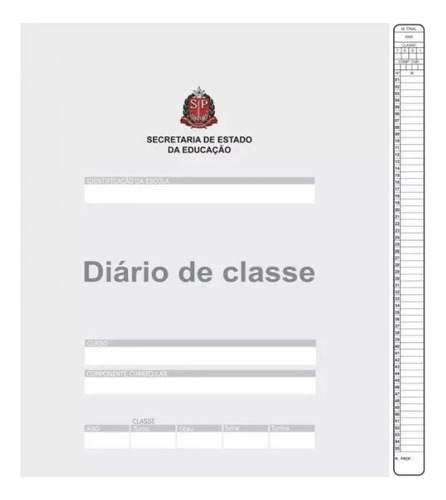 Kit x 5 Caderno Tamoio Diário de Classe Bimestral Estado de São Paulo 8 Folhas Quadriculadas e Listradas 1 Assuntos 27.5cm x 31cm cor Cinza