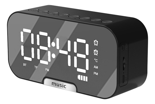 Reloj Despertador Digital Espejo Con Parlante Bt Y Radio Fm
