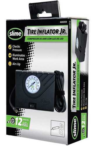 Compresor De Aire Manometro Slime 12v Bici Autos Max 100 Psi