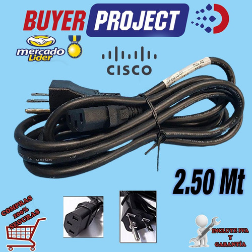 Imagen 2 de 4 de Cable De Poder Cisco Nema C13 Hembra A 6-15 Macho 2.50mt