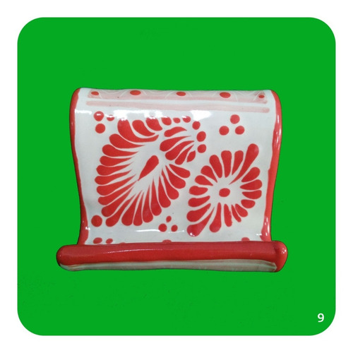 Imagen 3 de 5 de Porta Celular De Talavera Poblana Rojo Base Varios Diseños