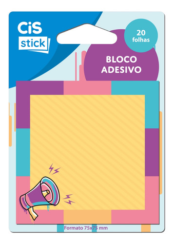 Bloco Adesivo Fofo Colorido Stick - Cis Cor Megafone