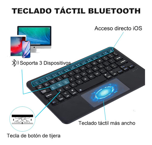 Wylxfg Funda Con Teclado Y Mouse Para iPad 10.2 9ª 8ª 7ª Gen Rgb Color Negro