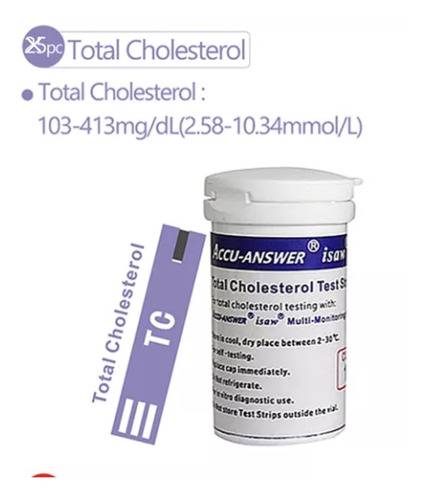 25 Tirillas Para Medida Colesterol Accu