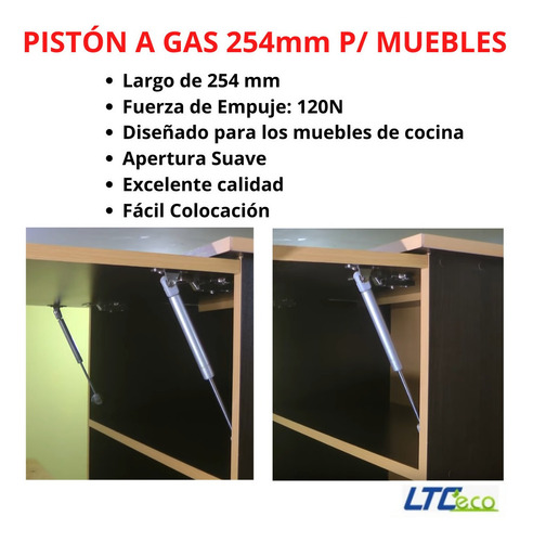 Imagen 2 de 7 de Piston A Gas 120n Puerta Elevable Mueble Cocina Alacena