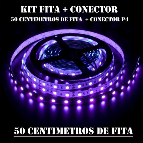 Imagem 2 de 7 de Fita Led Uv Ultravioleta Luz Negra Serigrafia Aquário-50cm