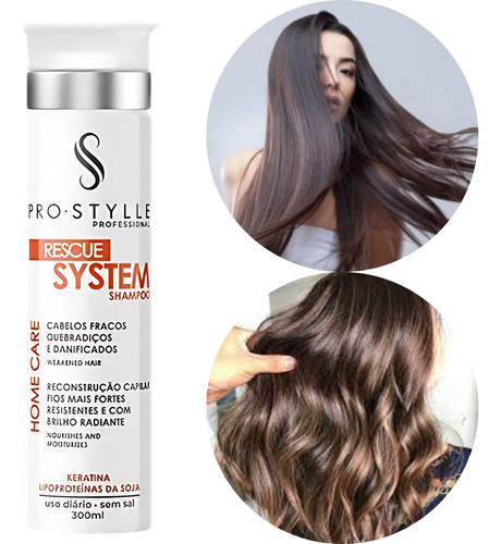 Shampoo Home Care Rescue System 300ml Cabelos Fracos S/ Sal