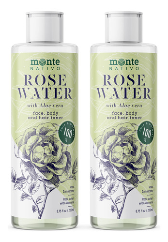 Agua De Rosas Con Aloe Vera Hidratante Facial Para Mujer Par