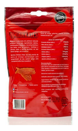 4 Petiscos Naturais Para Cachorro Filé De Frango Macio 100g