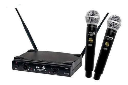 Microfone Sem Fio Duplo De Mão Uhf Lyco Uh02mm Profissional 