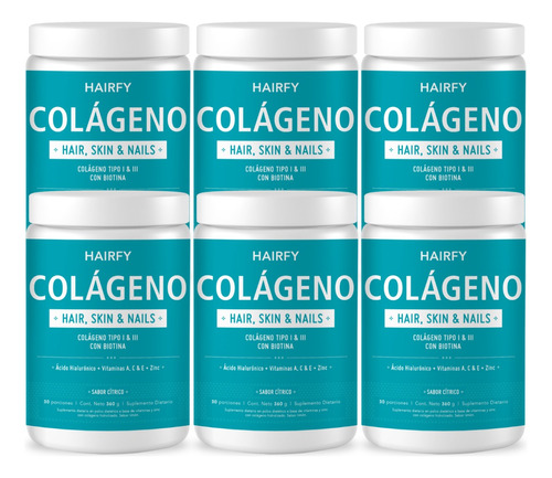 Colágeno Hairfy | Hair, Skin & Nails | Biotina Y Ácido H X6